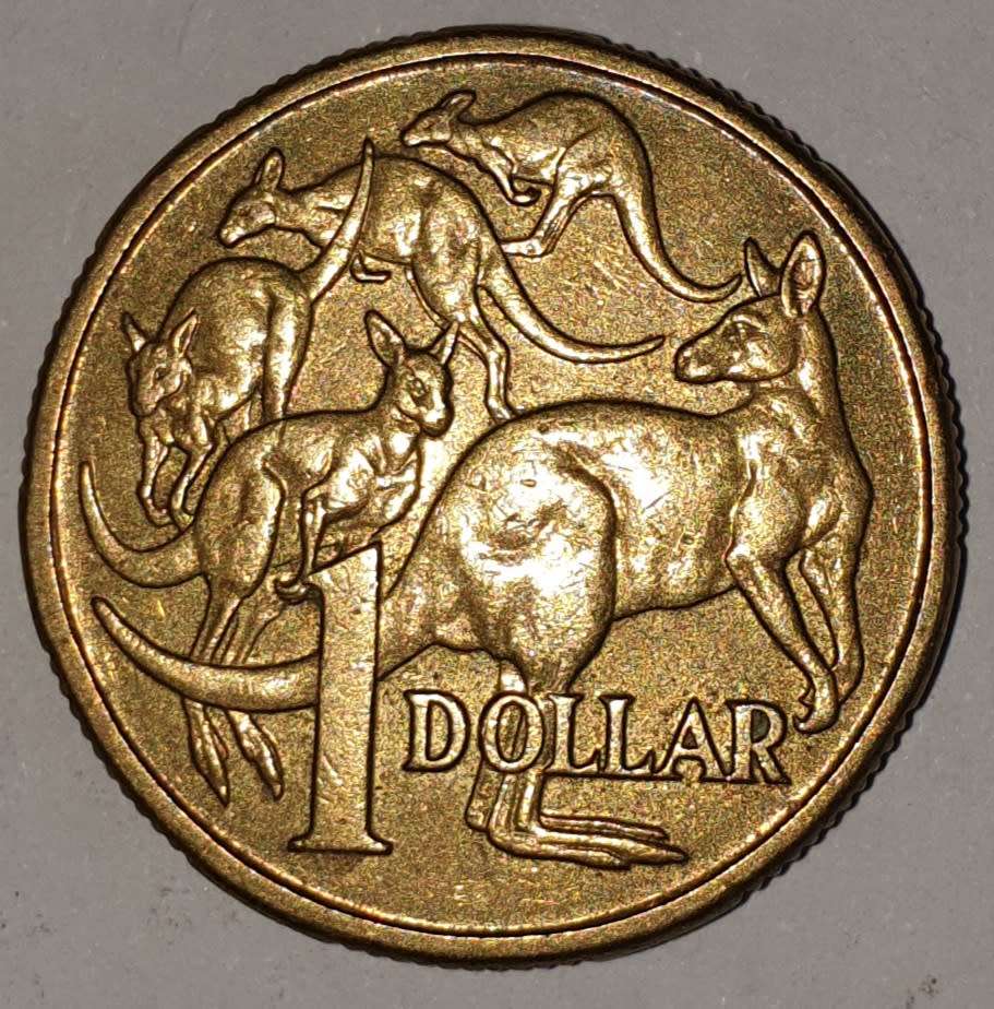 1984 - ONE DOLLAR - 1 DOLLAR - $1 - AUSTRALIA - ALUMINUM-BRONZE - KM# 77 - KANGAROOS